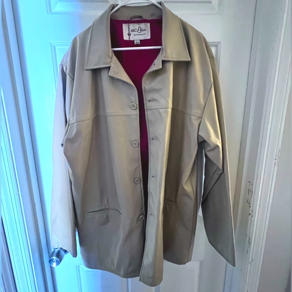 Vintage Tan Vegan Leather Trench size L